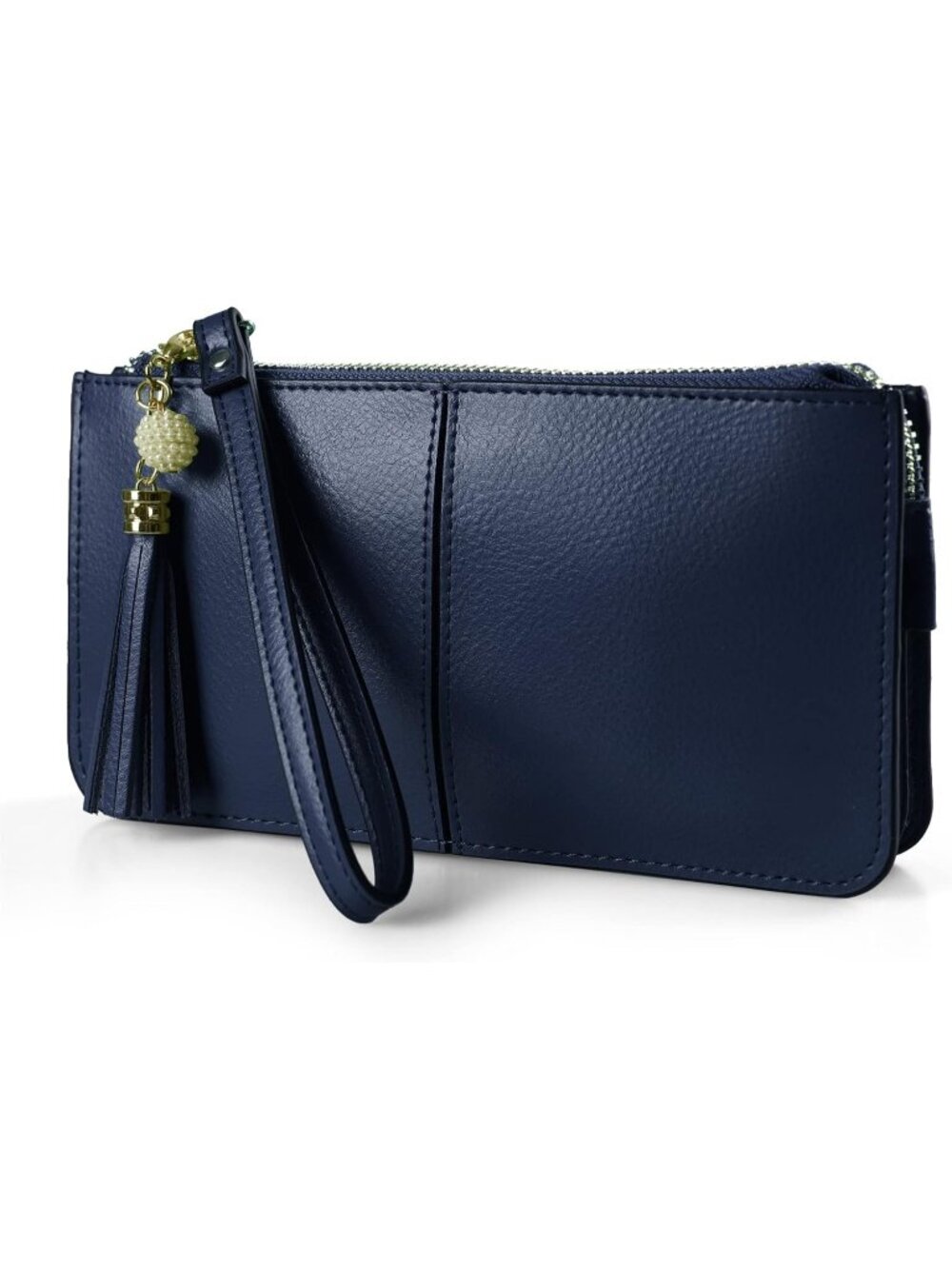 Women’s Navy Blue Genuine Leather Wristlet Clutch Slim Holder Wallet Purse